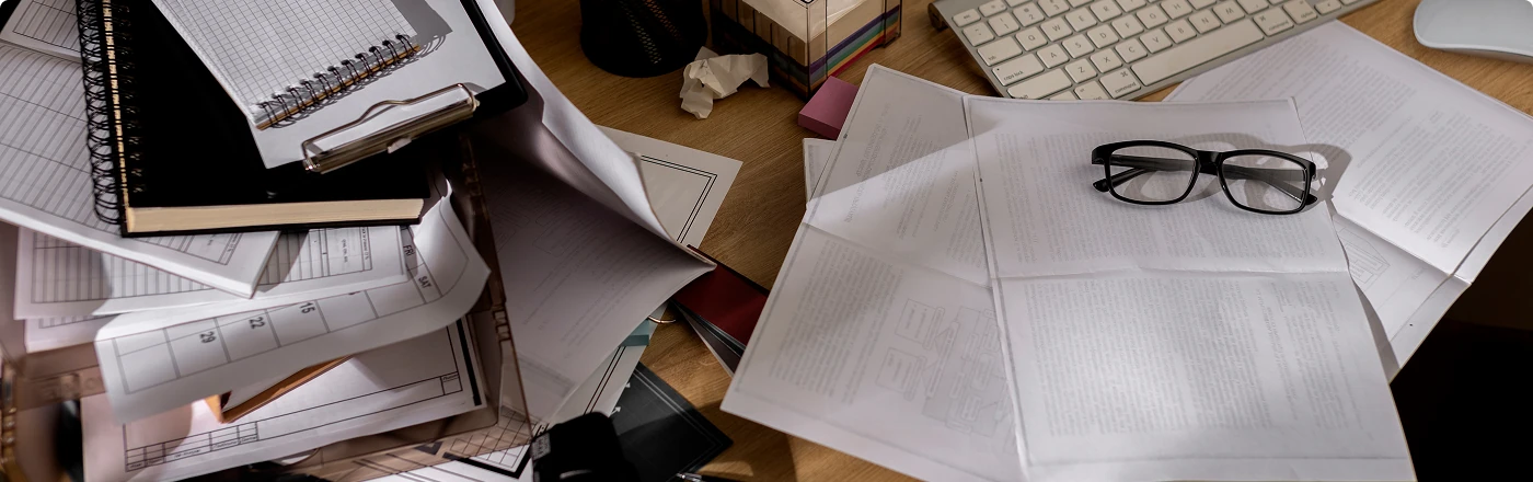 Documentos desorganizados antes da orientação jurídica
